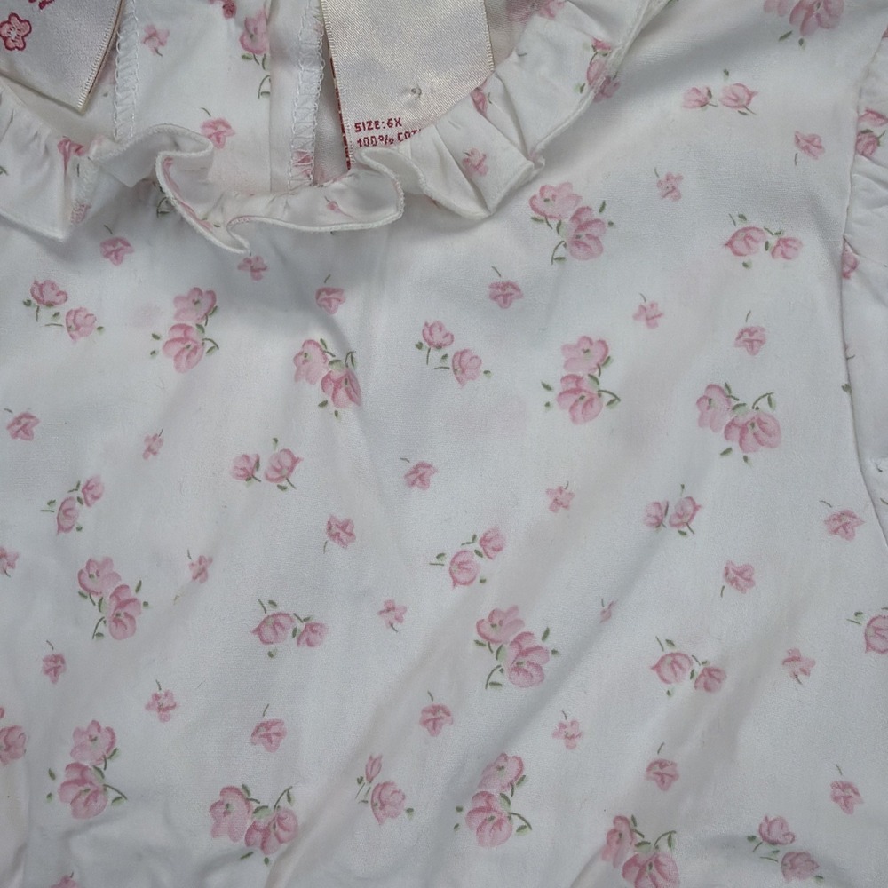 Laura Ashley Girls Floral Peplum Top 6X Pink White Ruffle NWT Cottagecore - Picture 2 of 10